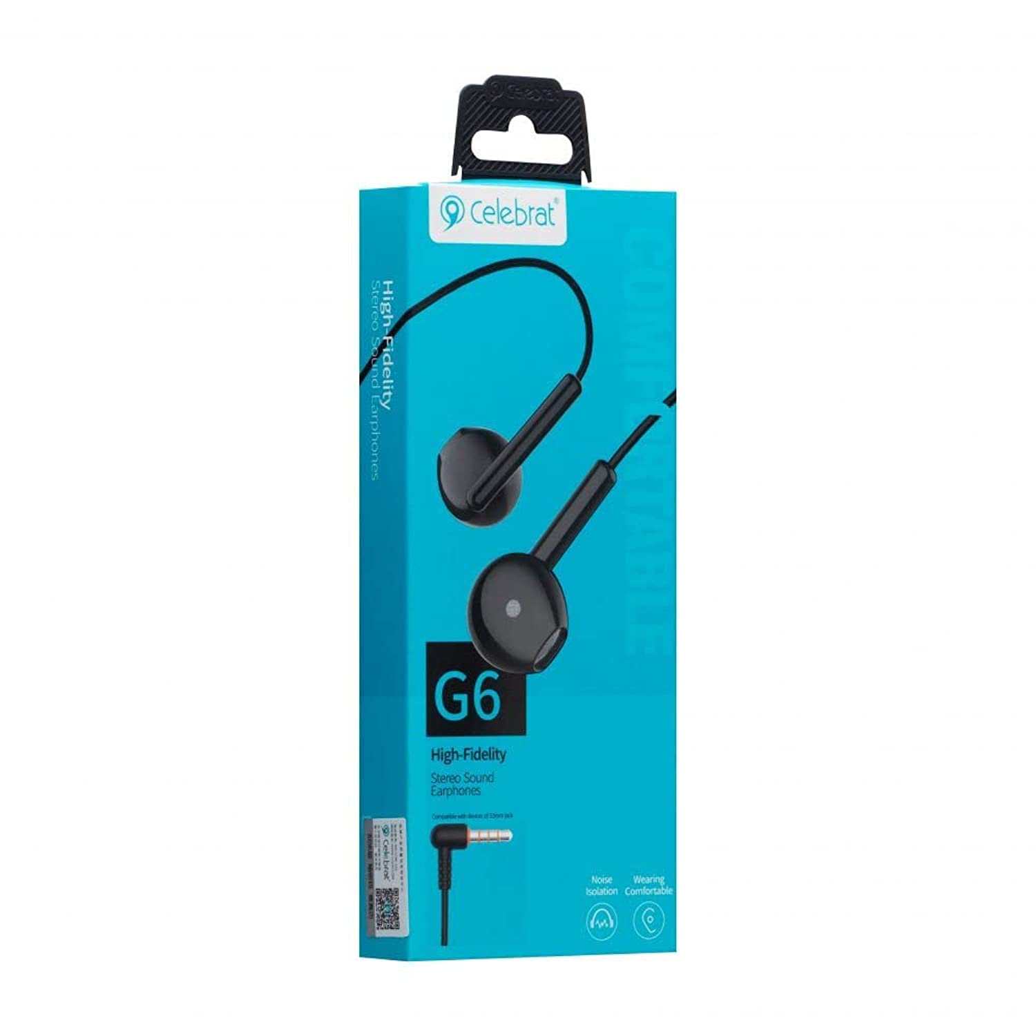 Celebrat - G6 Wired Stereo Earphone with Microphone - Black