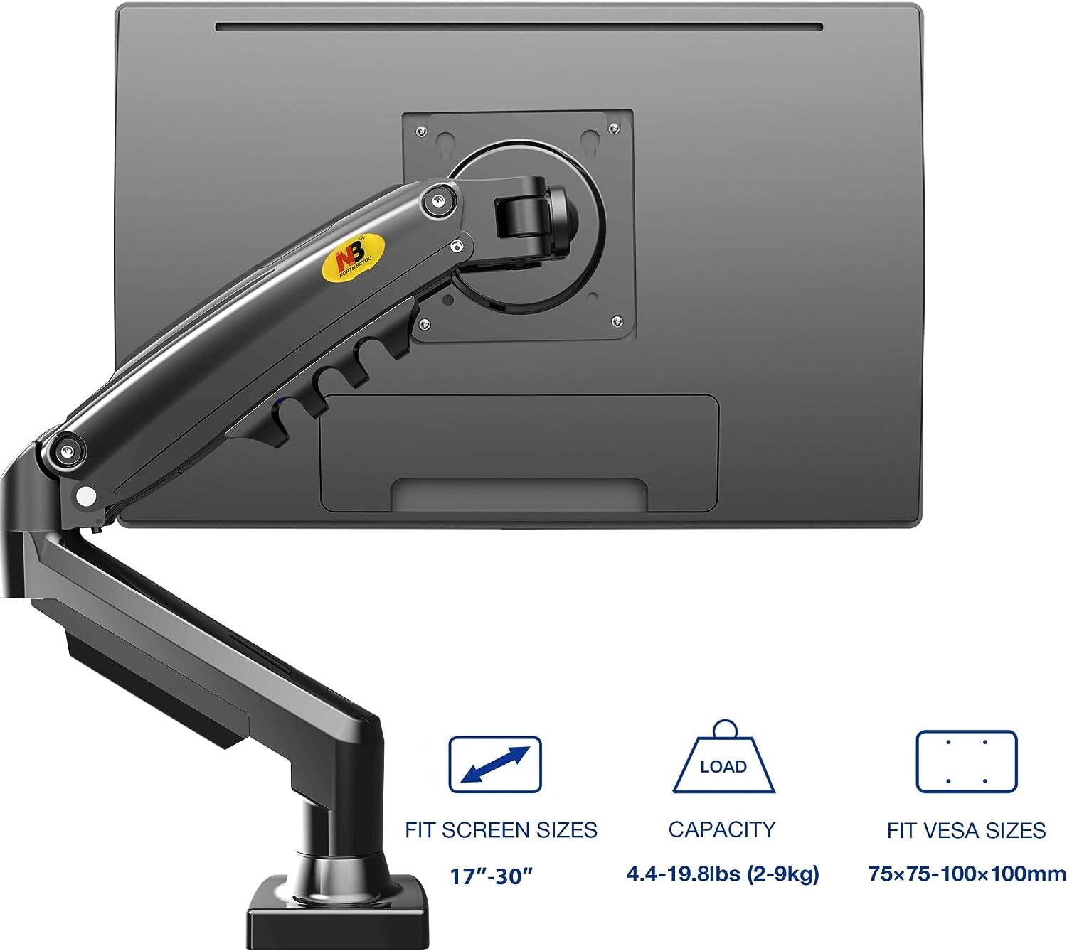 NB F80 17″-30″ Full Motion Ergonomic Monitor Arm