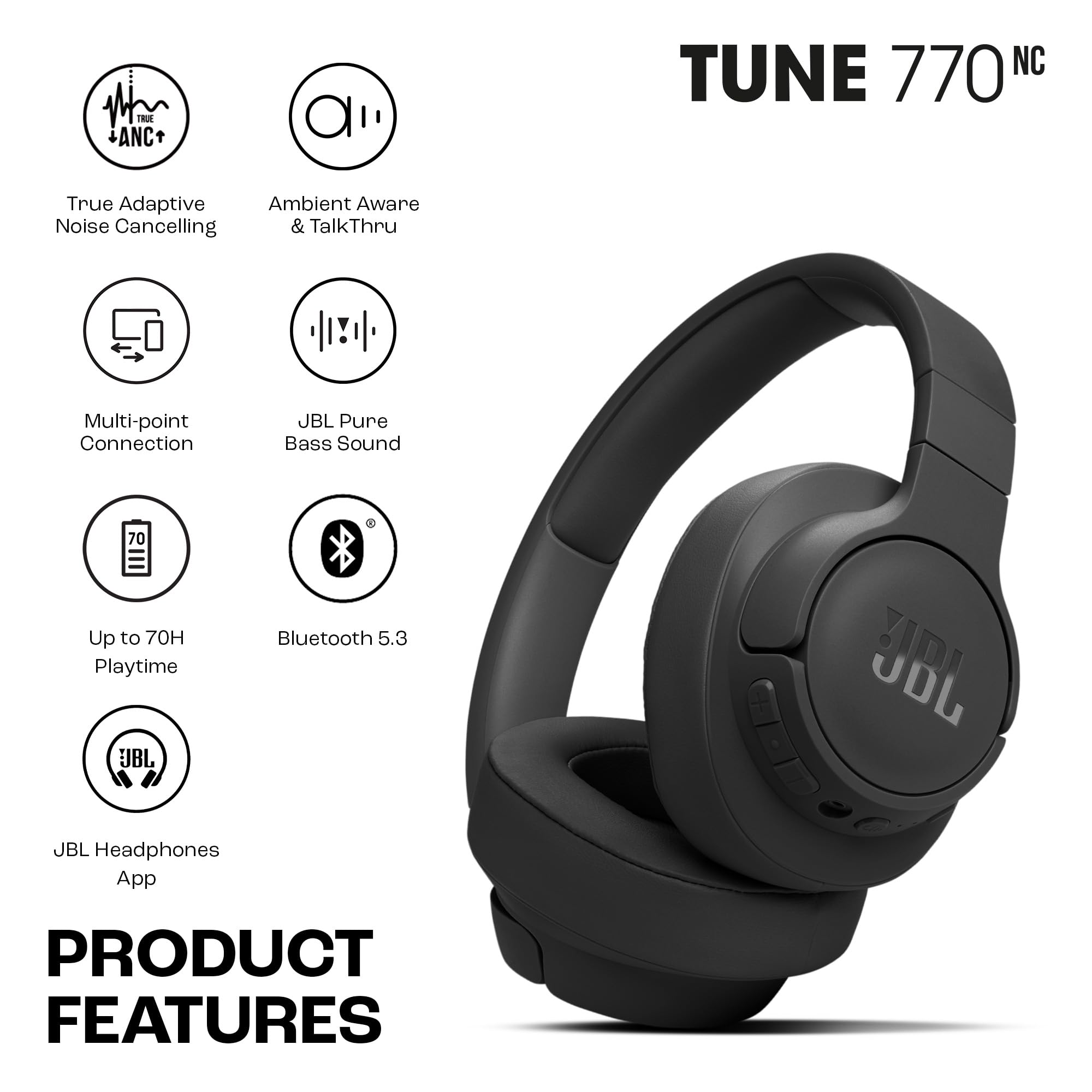 JBL Tune 770NC Wireless Over Ear ANC Headphones