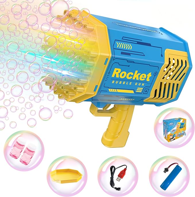 Bubble Gun - 69 Holes Rocket Bazooka Bubble Machine Gun