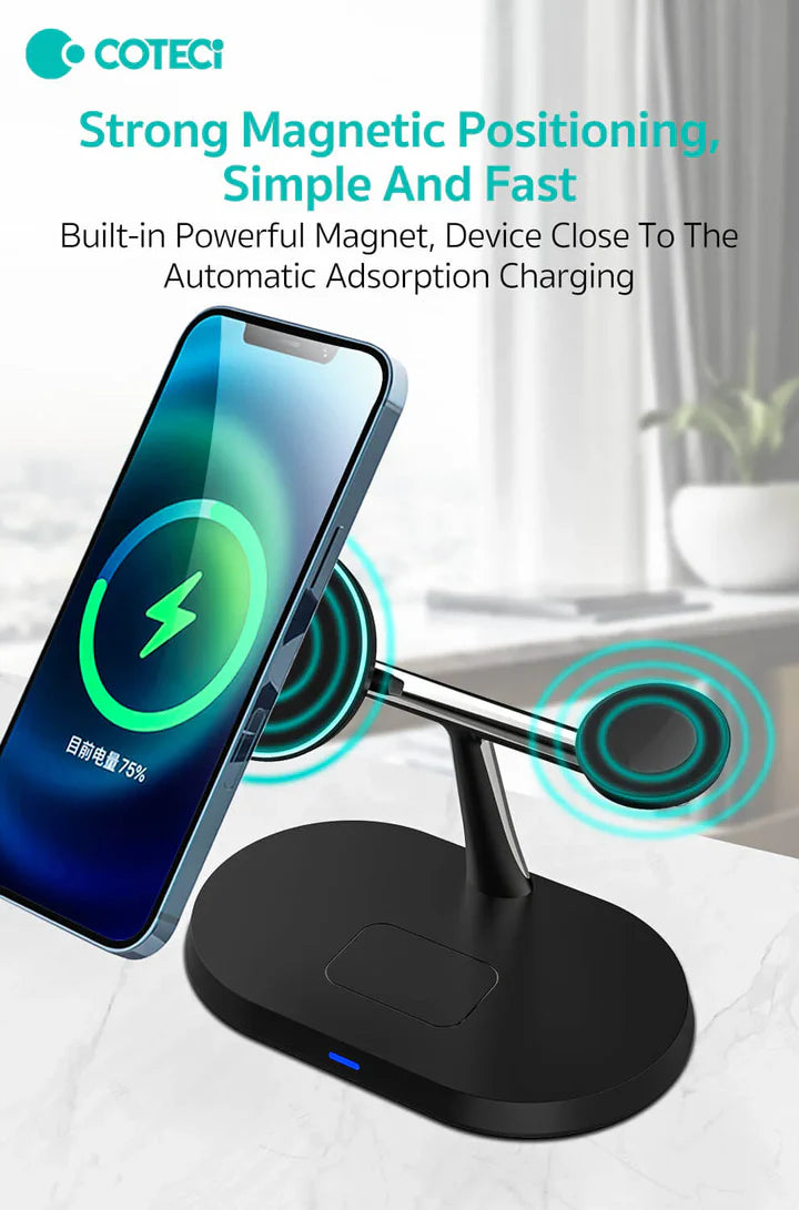 Coteci 3-in-1 Magsafe Wireless Charger with LED