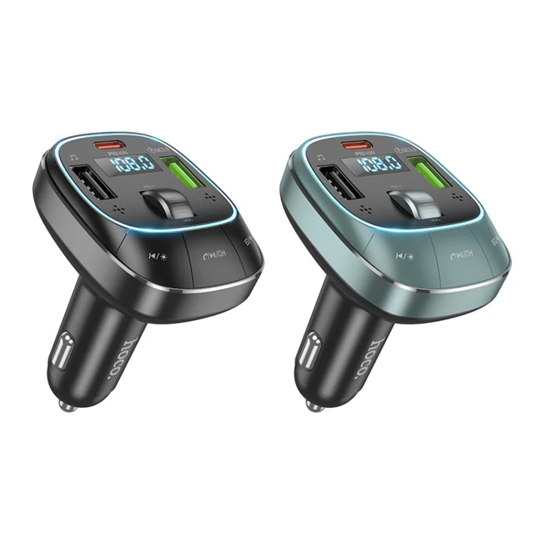 Hoco E76 Pole PD30W + QC3.0 Car Bluetooth FM Transmitter(Black)