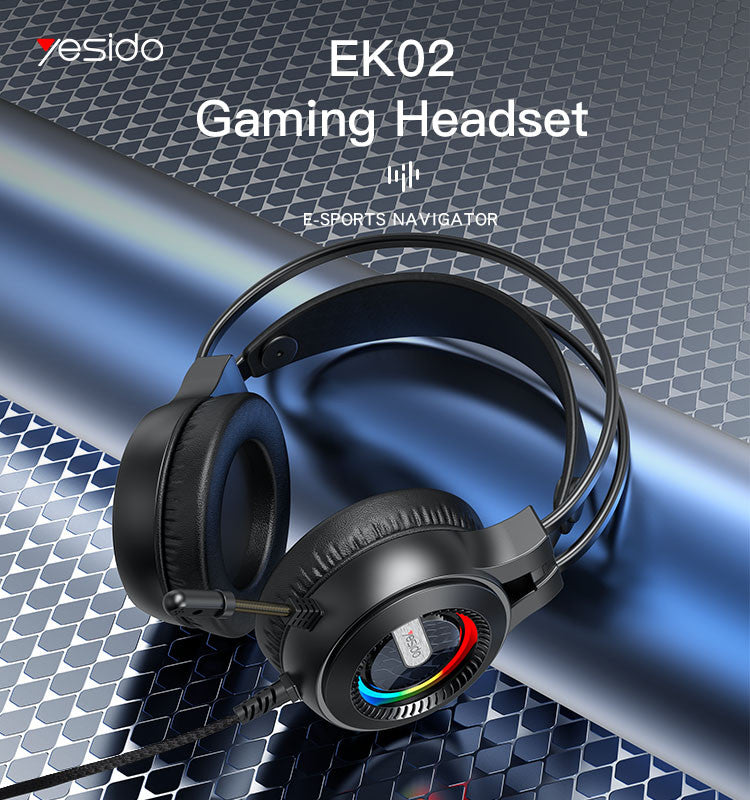 EK02 With RGB Light Professional Bass Gaming Headset