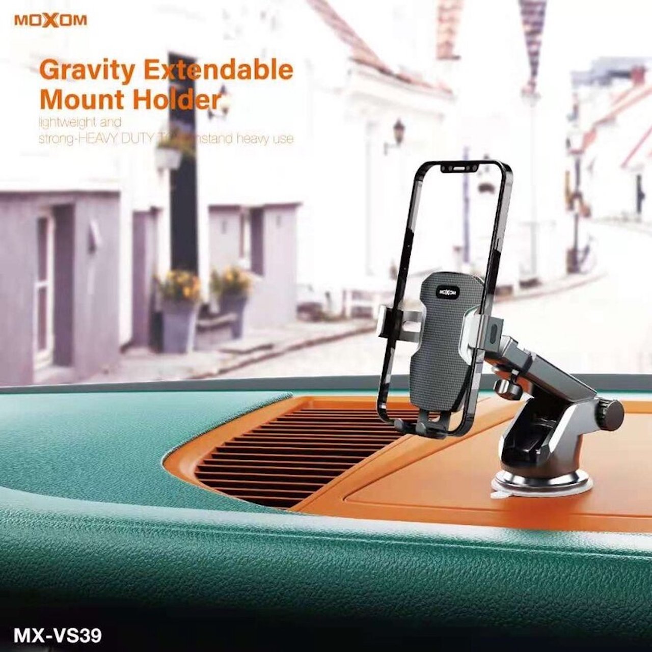 MOXOM MX-VS39 Gravity Extendable Mount Holder l Windshield / Windscreen or Dashboard l 360° Rotation