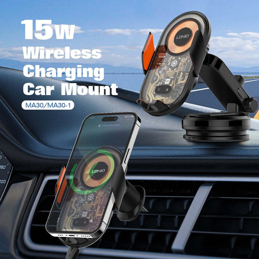 LDNIO MA30/MA30-1 15W Wireless Car Charger Phone Holder