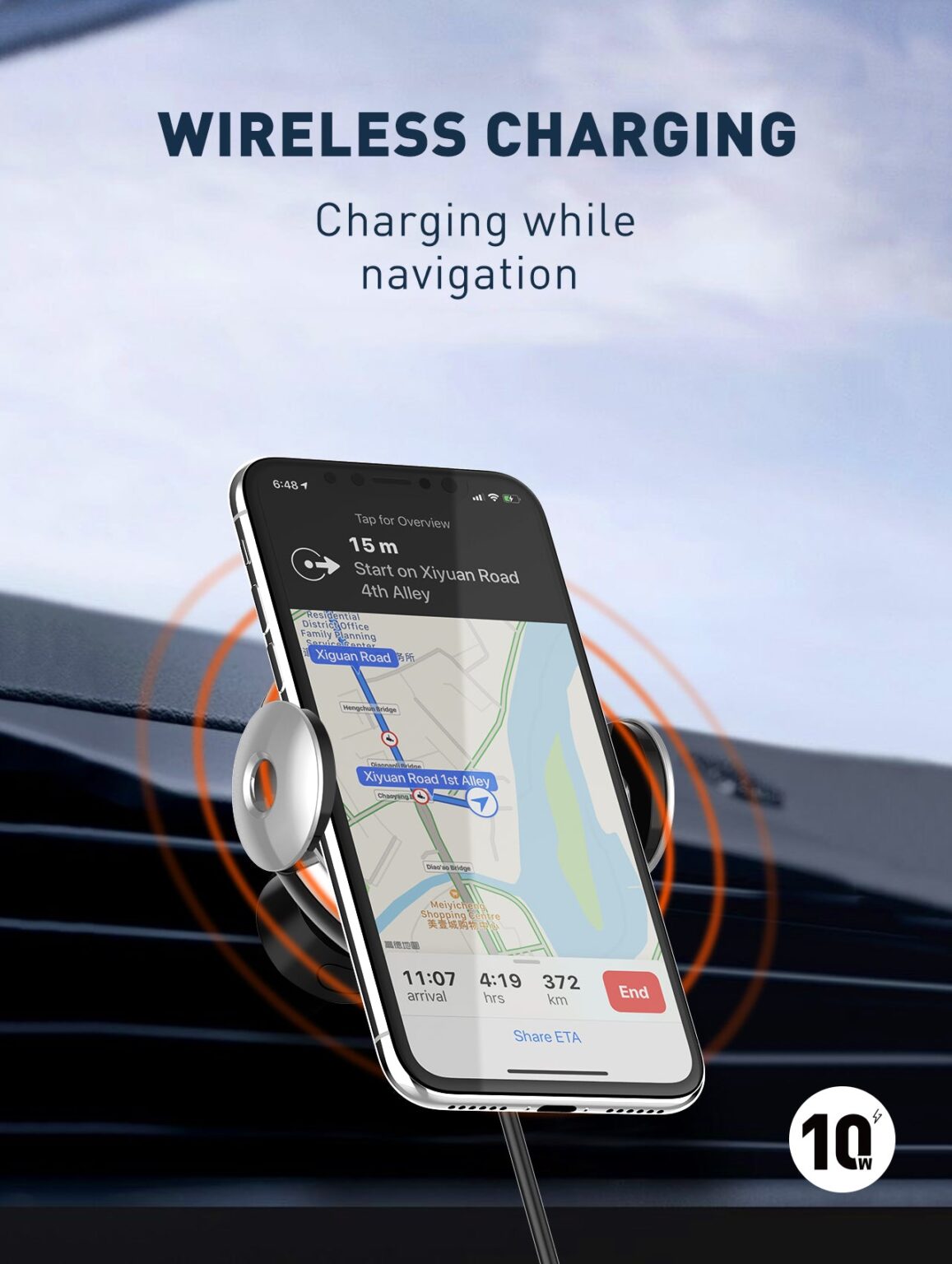 LDNIO 15W MA02 Adjustable Car Wireless Car Holder for Mobile Phone Wireless Charging Type-c Car Wireless Charger stand