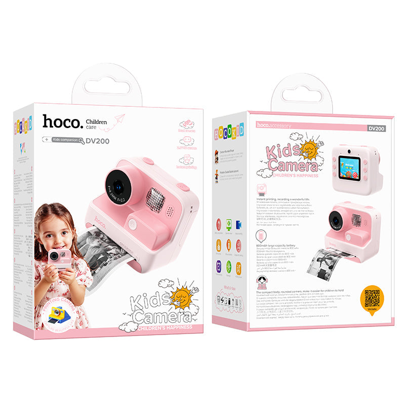 Hoco DV200 Dual Lens Children Printing Camera (Pink, Orange Color)