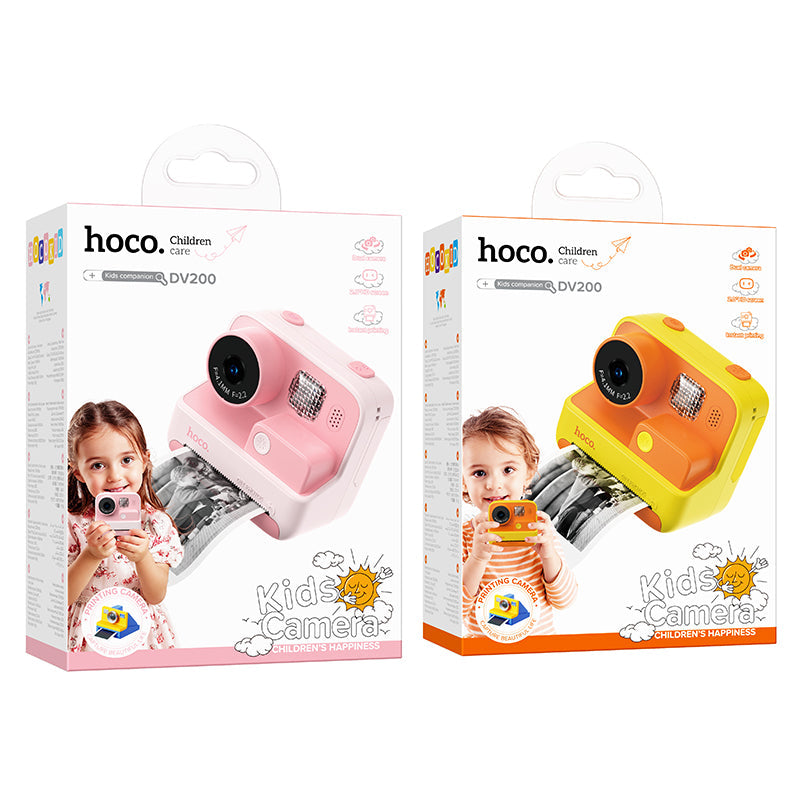 Hoco DV200 Dual Lens Children Printing Camera (Pink, Orange Color)