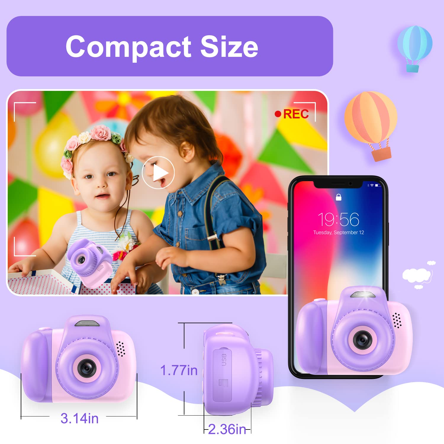 HOCO DV201 Dual Lens Children Camera