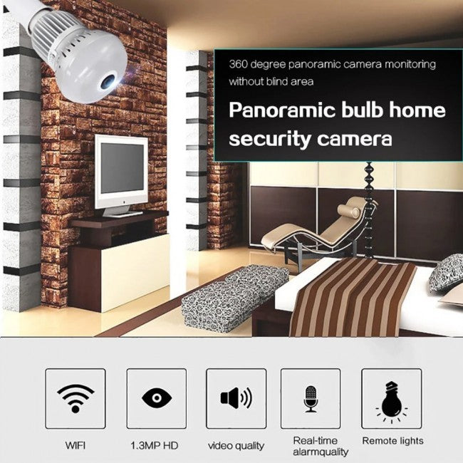 VR Cloud Camera HD Wireless WiFi IP Light Bulb Camera 360 Eye s