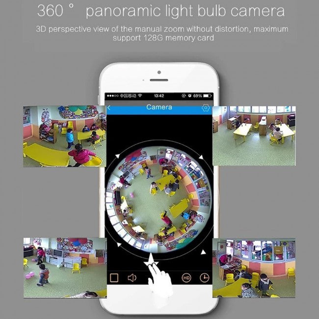 VR Cloud Camera HD Wireless WiFi IP Light Bulb Camera 360 Eye s
