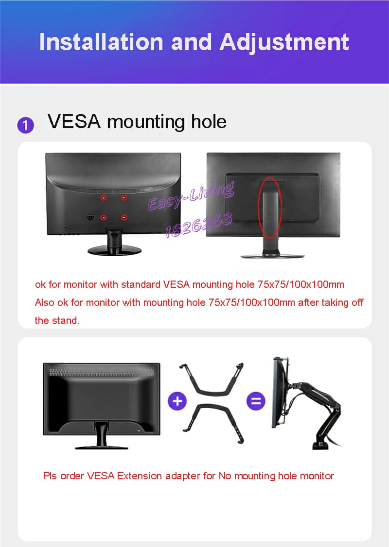 Dual Monitor Desk Mount Stand Gas Spring 360 Degree Full Rotation ; Computer Monitor Arm for Two Screens 17″ – 27″ Inch with 2~9 Kg Load Capacity for Each Display ;  F160