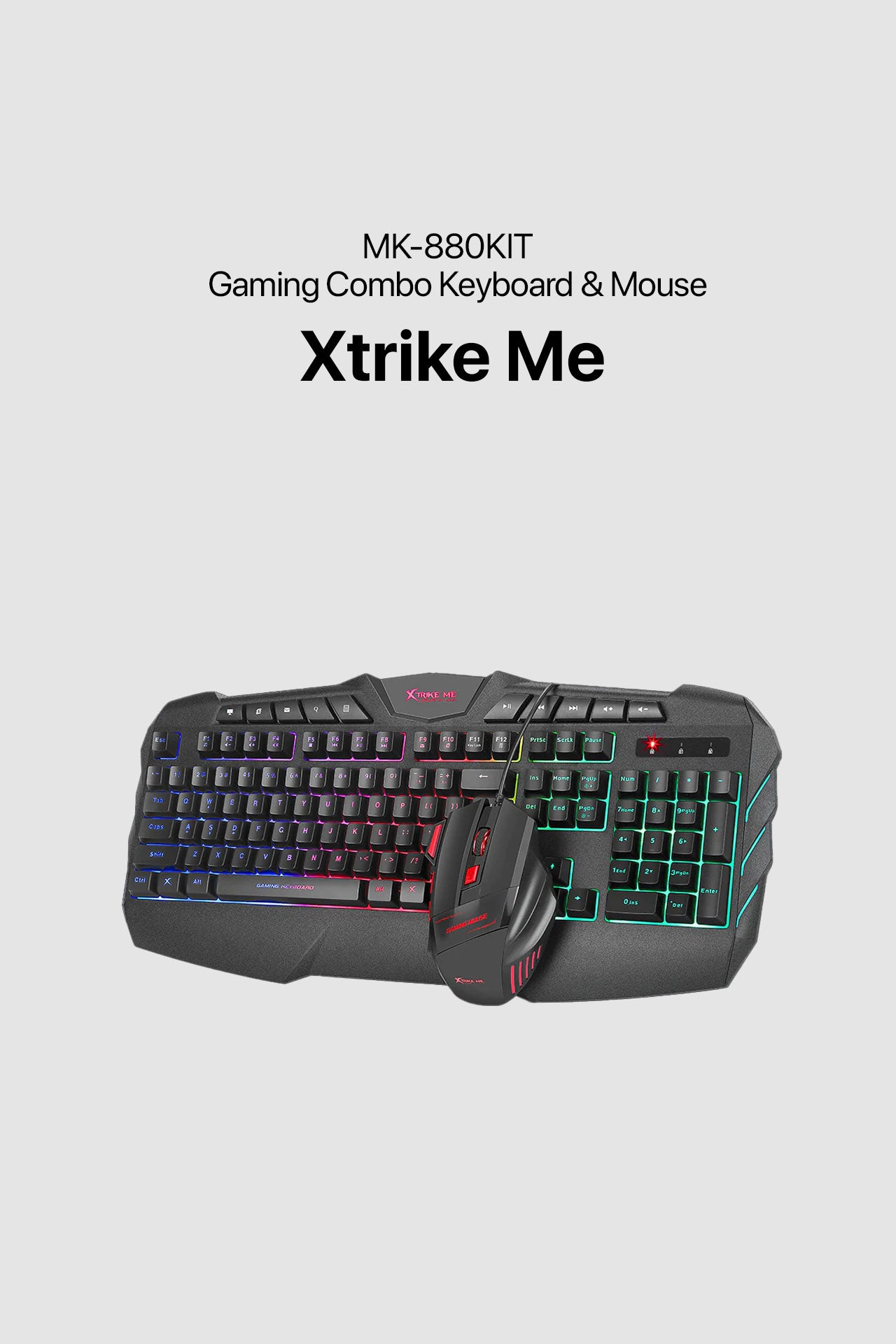 Xtrike Me Rainbow Backlit Gaming Keyboard and Mouse Combo