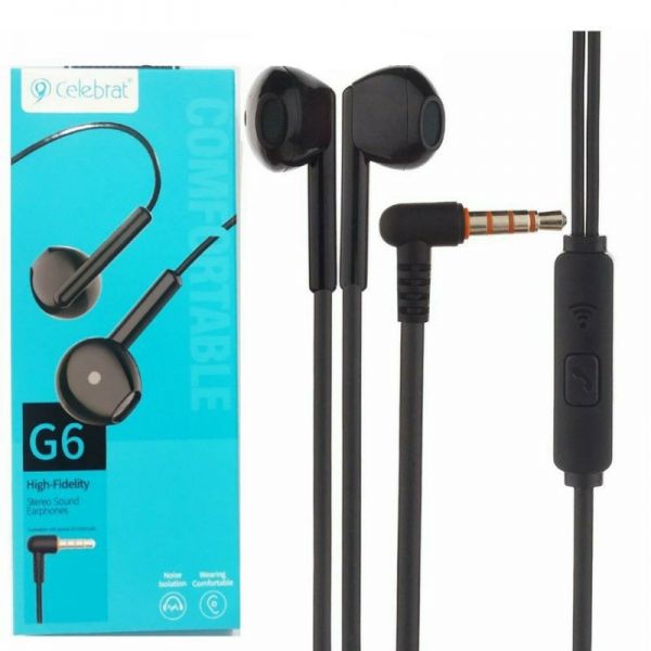 Celebrat - G6 Wired Stereo Earphone with Microphone - Black