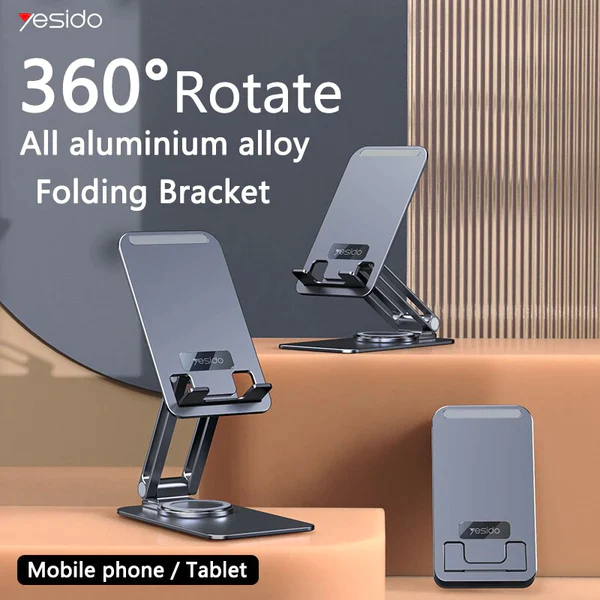 Yesido Foldable 360° Rotating Phone Desktop Holder Stand C184 - Black