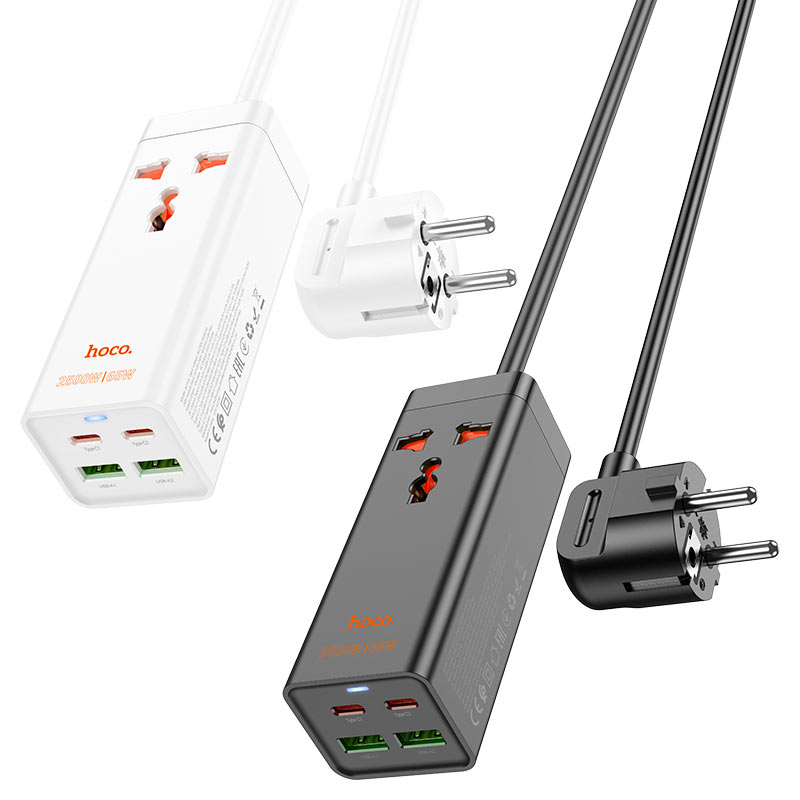 Hoco Power strip “AC10A Barry” PD65W GaN + QC3.0 + 1 socket EU