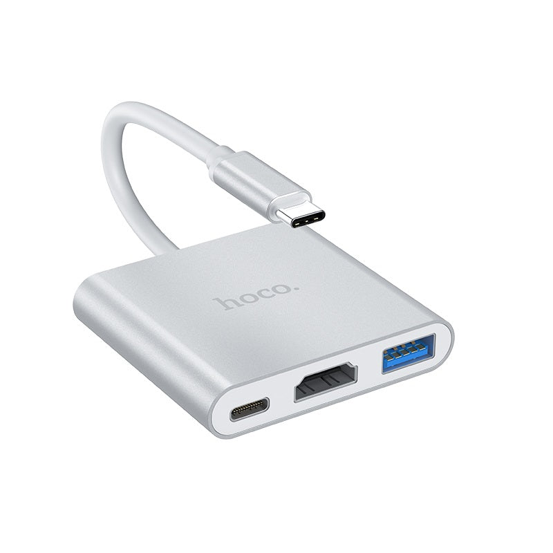 Hoco HB14 Easy use Type-C hub USB3.0 + HDMI + PD – Silver