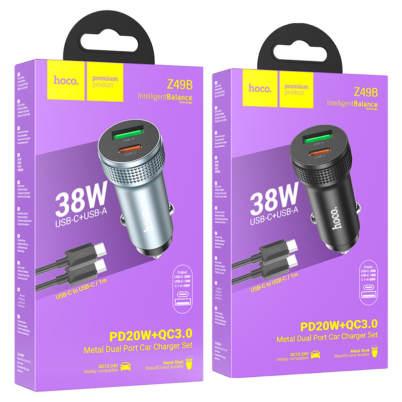 HOCO “Z49B Level”  Car charger 38W cable set