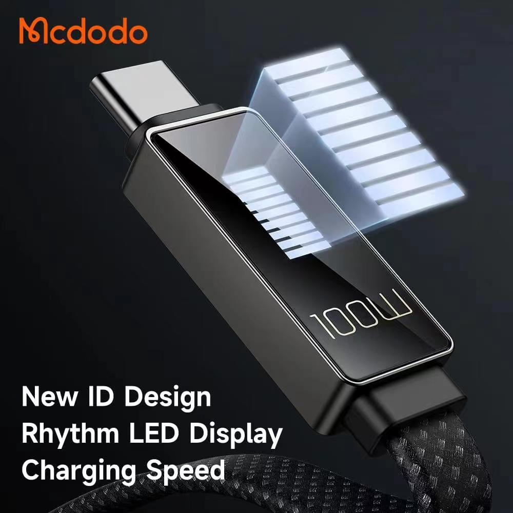 Mcdodo 447 Rhythm Type C to Type C 100W E-mark PD Fast Charging Speed Cable LED Display Charger Cable