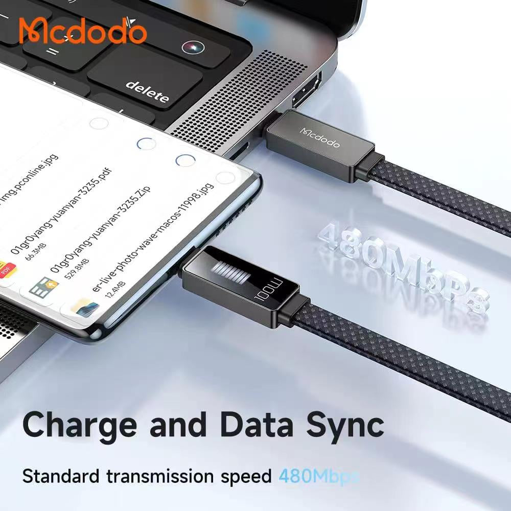 Mcdodo 447 Rhythm Type C to Type C 100W E-mark PD Fast Charging Speed Cable LED Display Charger Cable